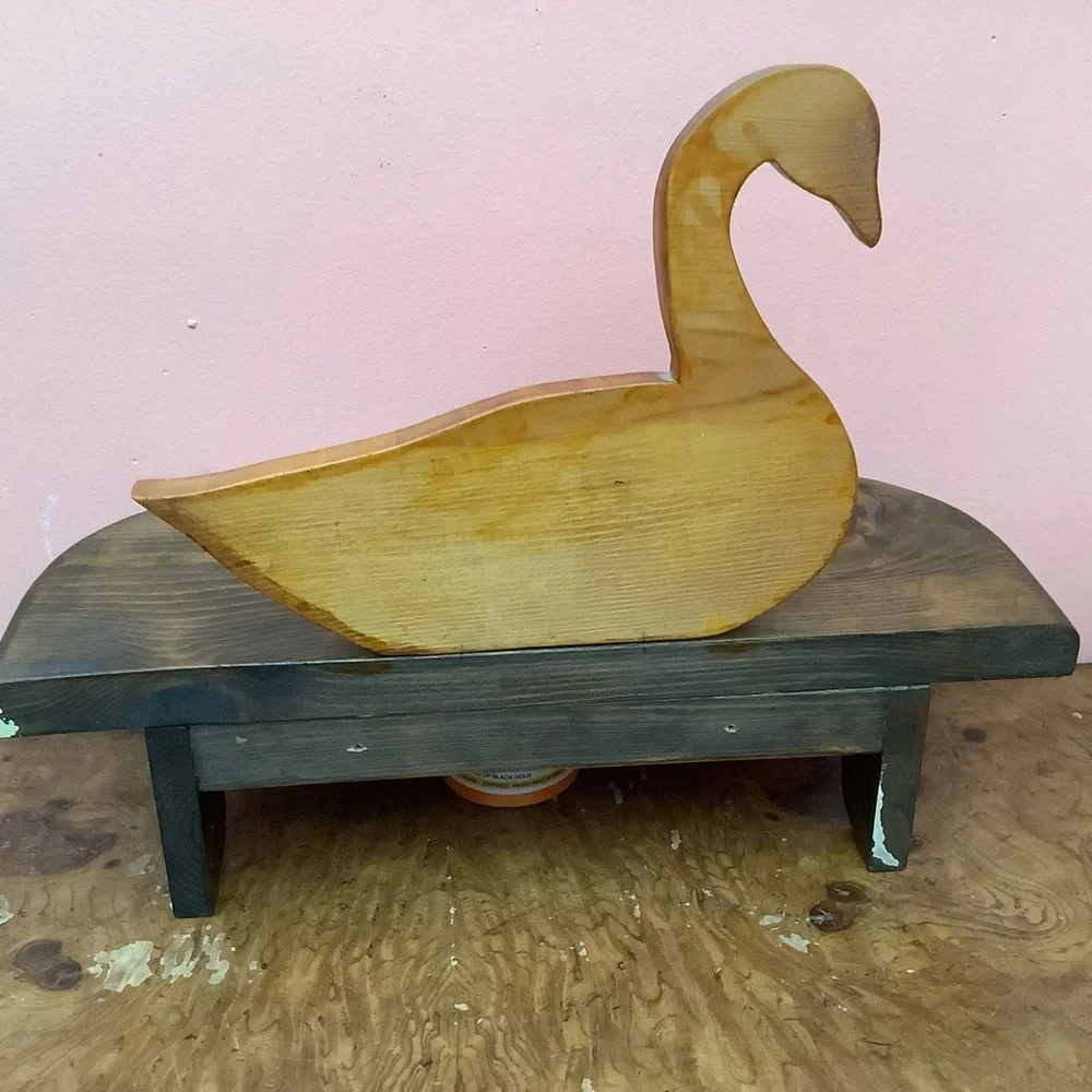 Vintage Pair Of Solid Wood Swan/Duck Wall Shelf Folk Art Decor 18w X 6.75d Read